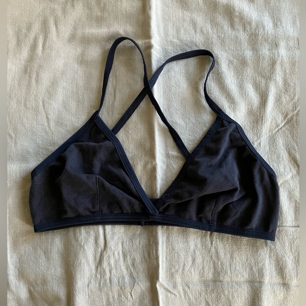 American Apparel original cotton triangle bralette navy blue size medium